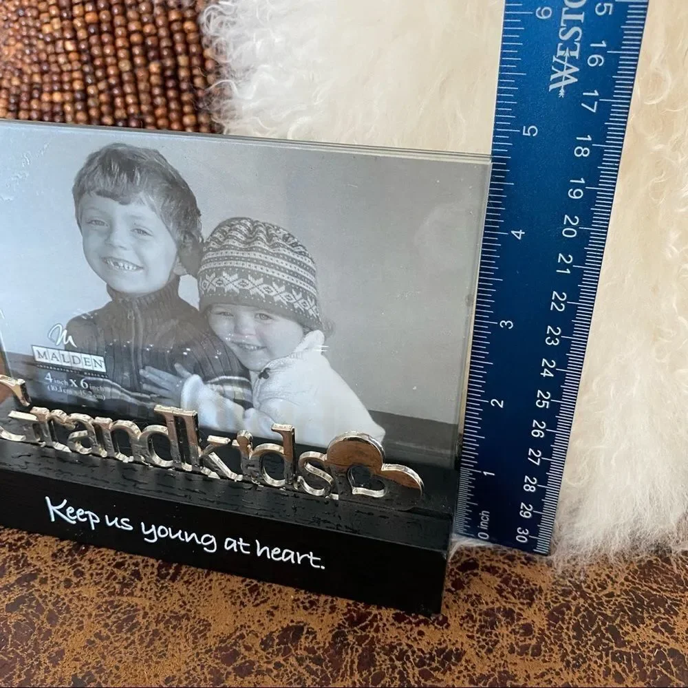 Malden 4x6 Picture Frame Grandkids Keep Us Young At Heart Metal Wood Black Base